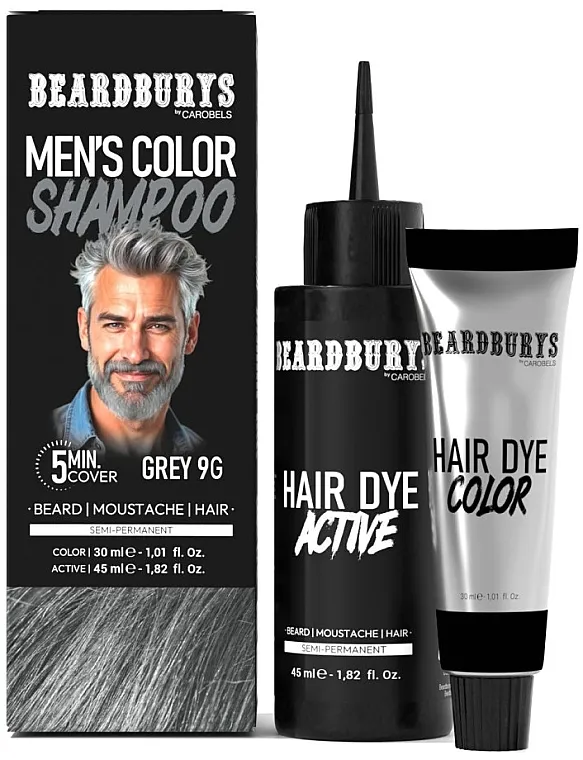 Beardburys Men's Color Shampoo Set za farbanje kose, brade i brkova