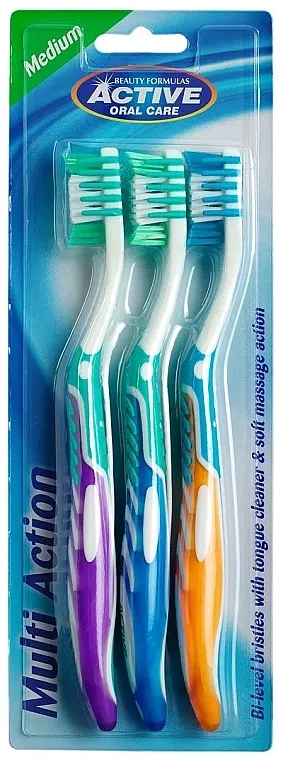 Beauty Formulas Active Oral Care Multiaction Toothbrush Set višenamenskih četkica za zube, ljubičasta, plava, narandžasta