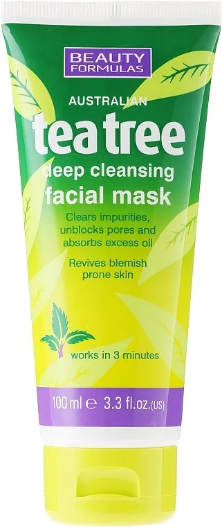Beauty Formulas Tea Tree Deep Cleansing Facial Mask Maska za dubinsko čišćenje lica "Stablo čaja"