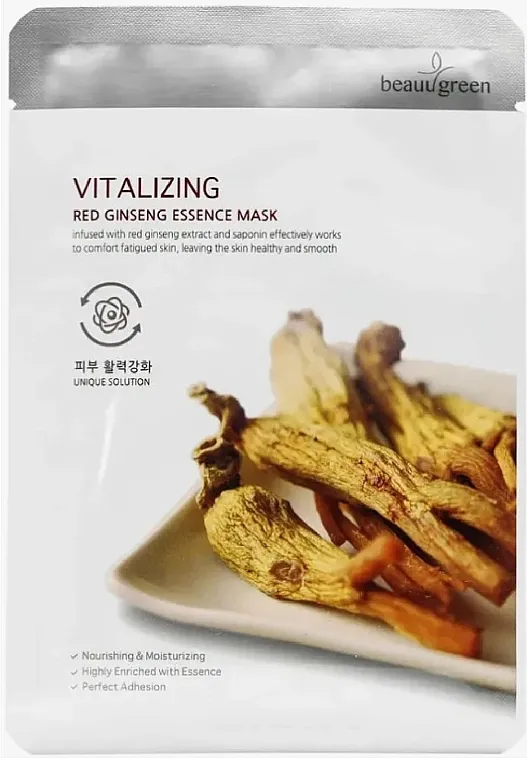 Beauugreen Vitalizing Red Ginseng Essence Sheet maska za lice s ekstraktom crvenog ginsenga