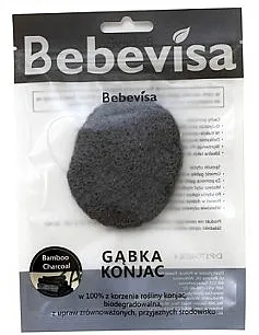 Bebevisa Konjac Sponge Sunđer za umivanje, ovalni "Bambusov ugalj"