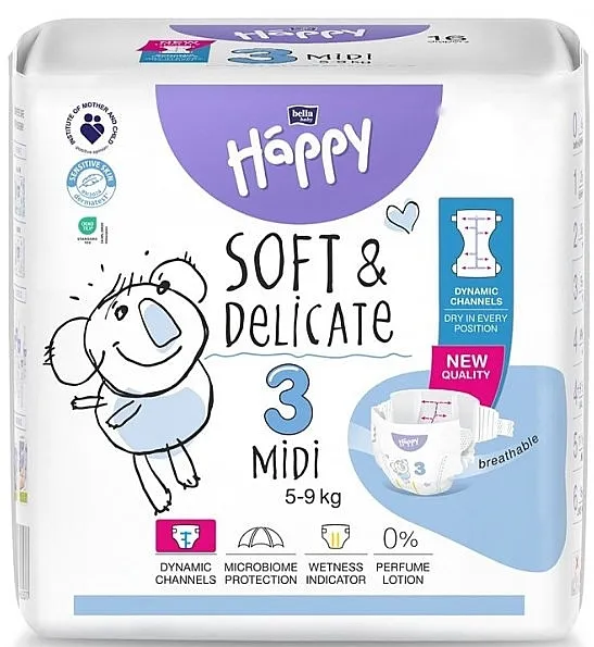 Bella Baby Happy Soft &amp; Delicate Dečije pelene 5-9 kg, veličina 3 Midi, 50 kom.