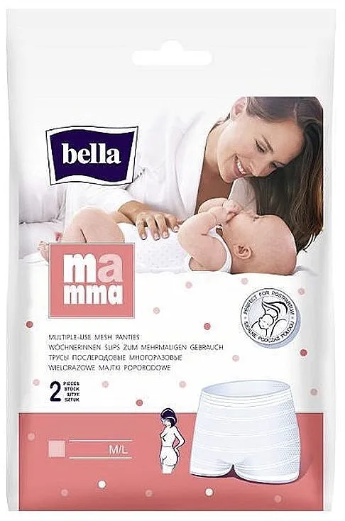 Bella Mamma Multiple-Use Mesh Panties Gaćice za mame za višekratnu upotrebu, 2 kom, M/L