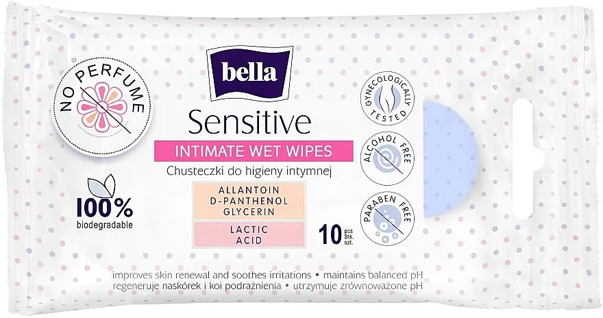 Bella Sensitive Intimate Wet Wipes Vlažne maramice za intimnu higijenu, 10 kom.