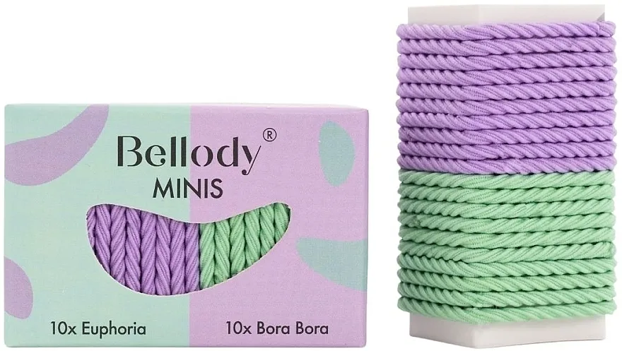 Bellody Minis Hair Ties Mint &amp; Violet Mixed Package Gumice za kosu, mint i ljubičaste, 20 kom