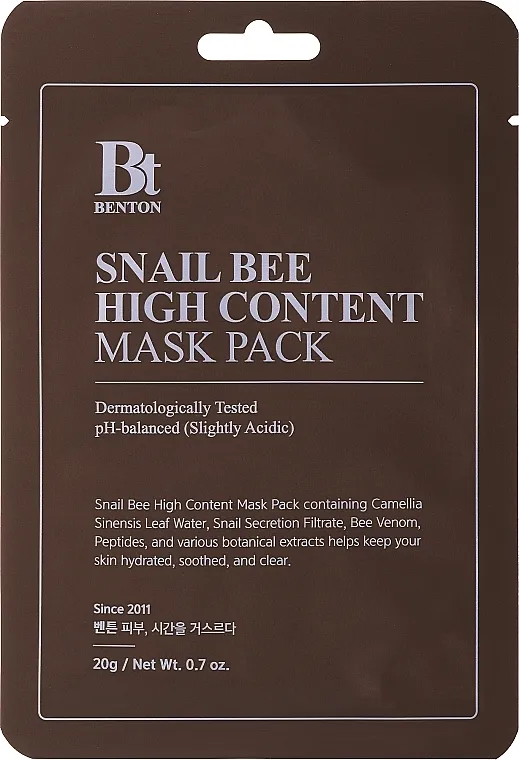 Benton Snail Bee High Content Mask Pack Maska s visokim udjelom mucina puža i pčelinjeg otrova