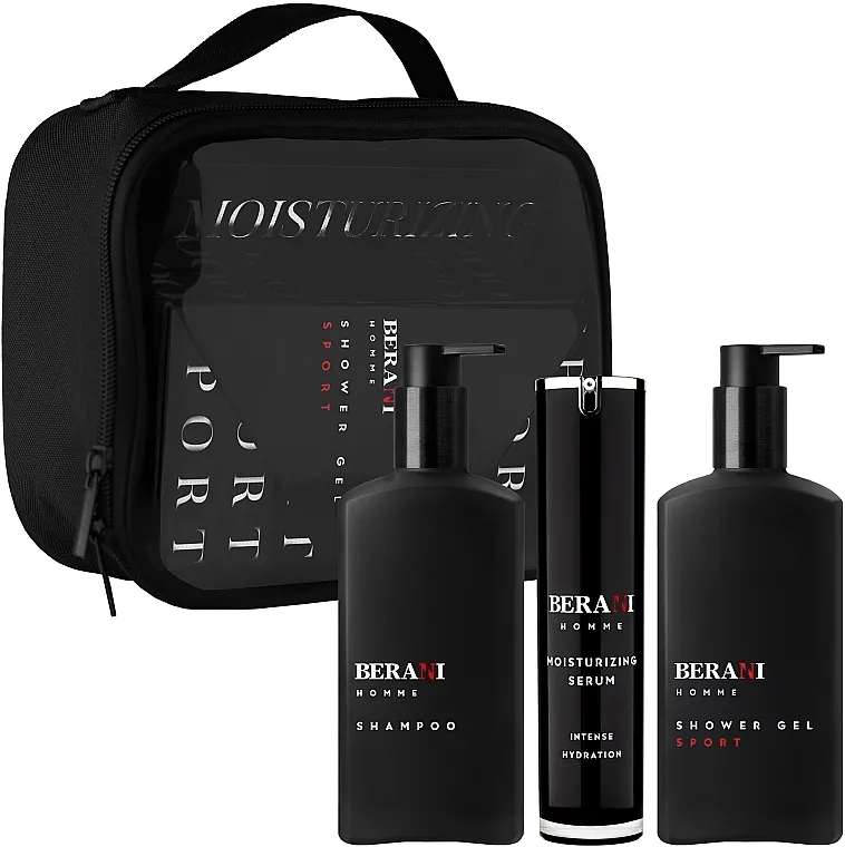 Berani Homme Daily Active Essentials Set (f/ser/50ml + shm/300ml + sh/gel/300ml + bag)