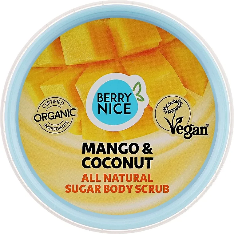 Berry Nice Mango &amp; Kokos Potpuno Prirodan Šećerni Piling za Telo Šećerni piling za telo "Mango i kokos"