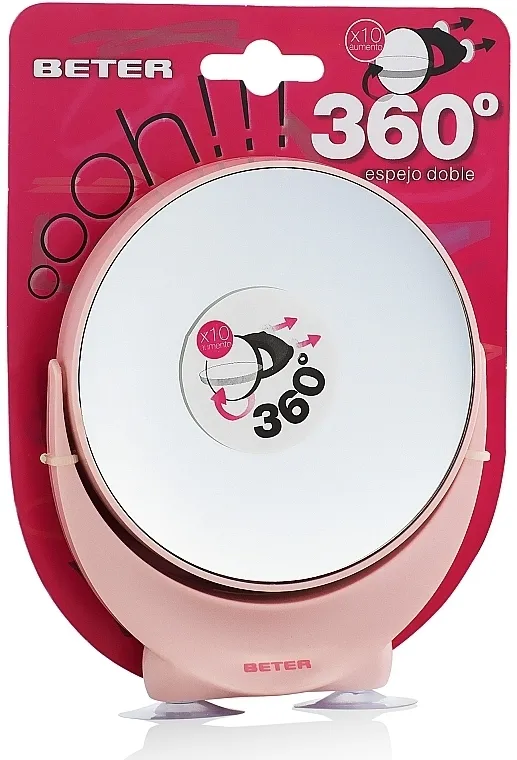 Beter Macro Mirror Oooh 360 Dvostrano viseće ogledalo sa x10 uvećanjem, nežno roze