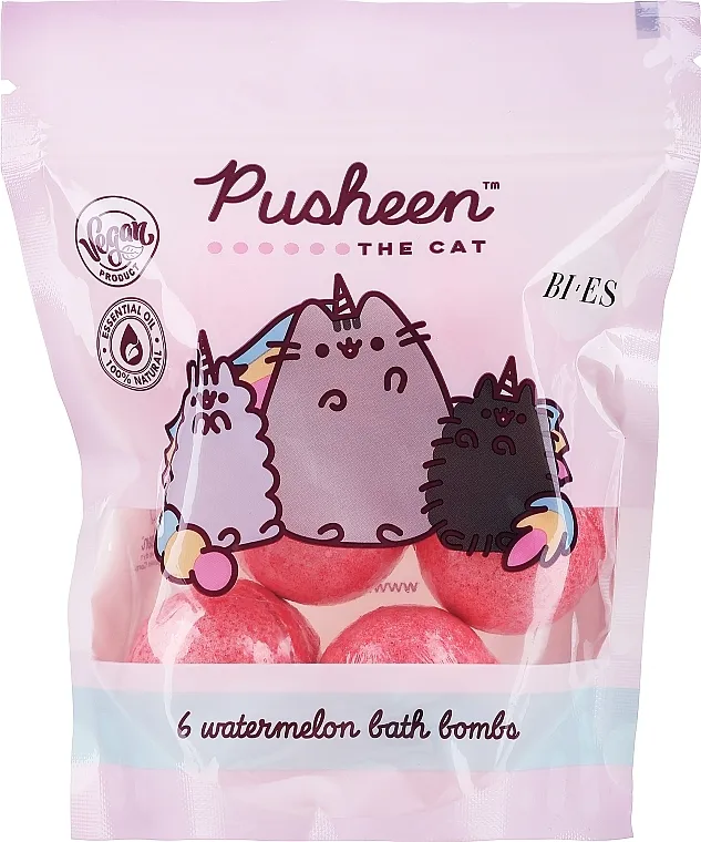 Bi-es Pusheen The Cat Watermelon 6 Bath Bombs Šumeća kugla za kupanje