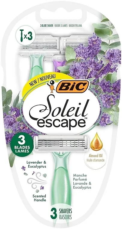 Bic Soleil Escape 3 Lavender &amp; Eucalyptus Ženski brijač, 3 kom.