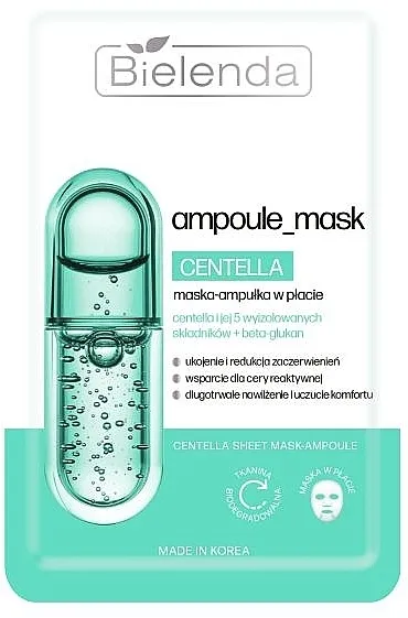 Bielenda Ampule Mask Centella Shet Mask Maska-ampula u listu sa centelom
