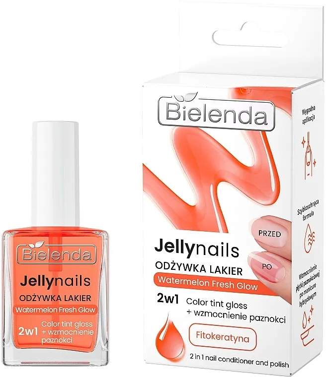 Bielenda Jelly Nails Watermelon Fresh Glow Ojačavajući lak-regenerator za nokte