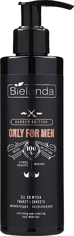 Bielenda Only For Men Barber Edition Refreshing And Cleansing Face Wash Gel Osvežavajuće sredstvo za pranje lica i brade