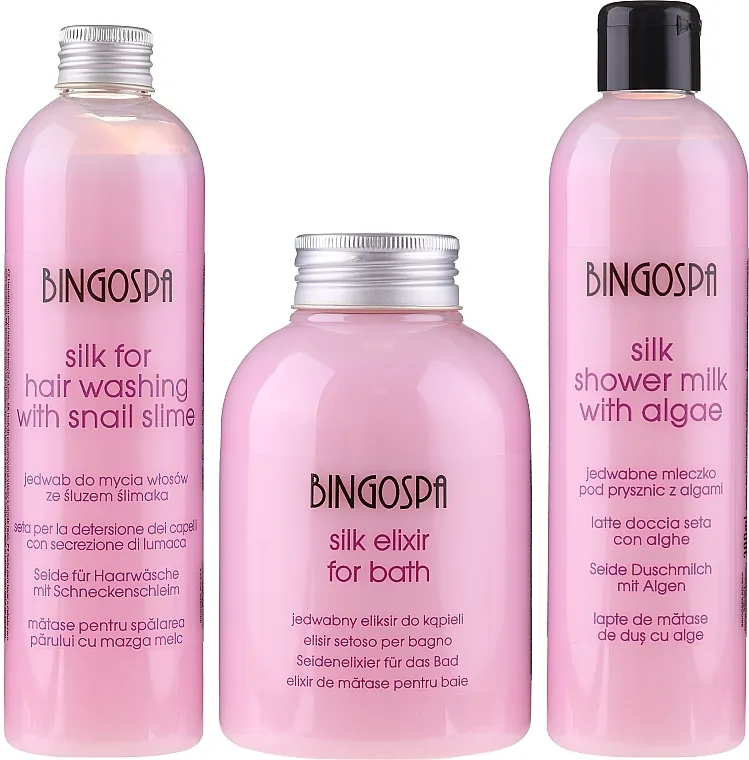 BingoSpa Spa Cosmetics With Silk Set (show/milk/300ml + h/shm/300ml + bath/elixir/500ml) Poklon set