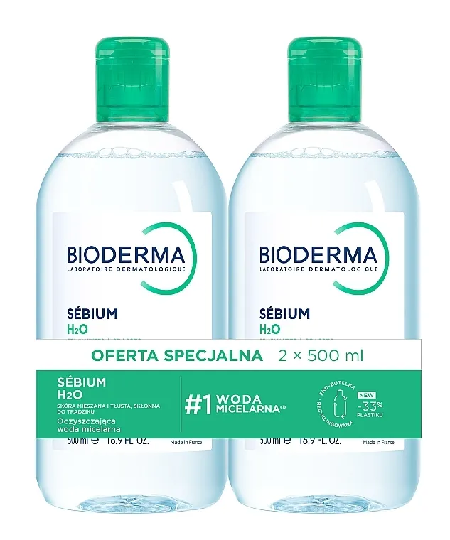Bioderma Sebium H2O Micellaire Solution (2xsolution/500ml) Set