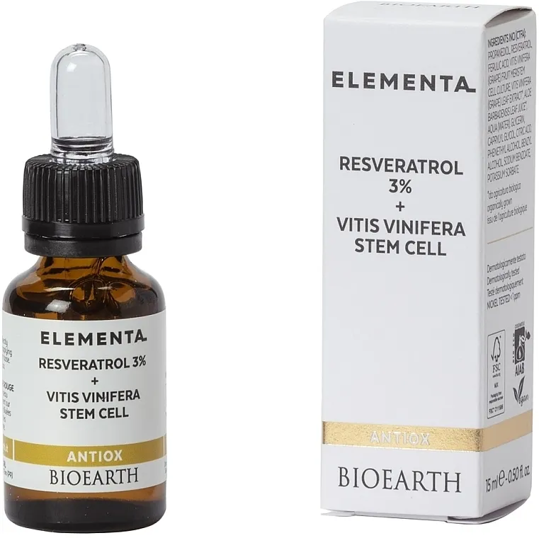 Bioearth Elementa Antiox Resveratrol 3% + Vitis Vinifera Stem Cell Antioksidativni serum za lice ​