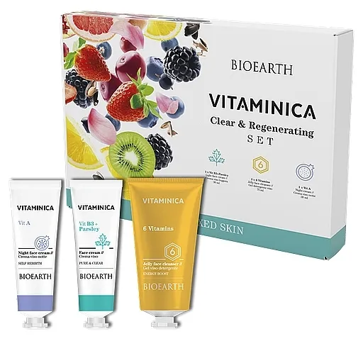 Bioearth Vitaminica Clear &amp; Regenerating Set (f/cleanser/75ml + f/cr/2x30ml)