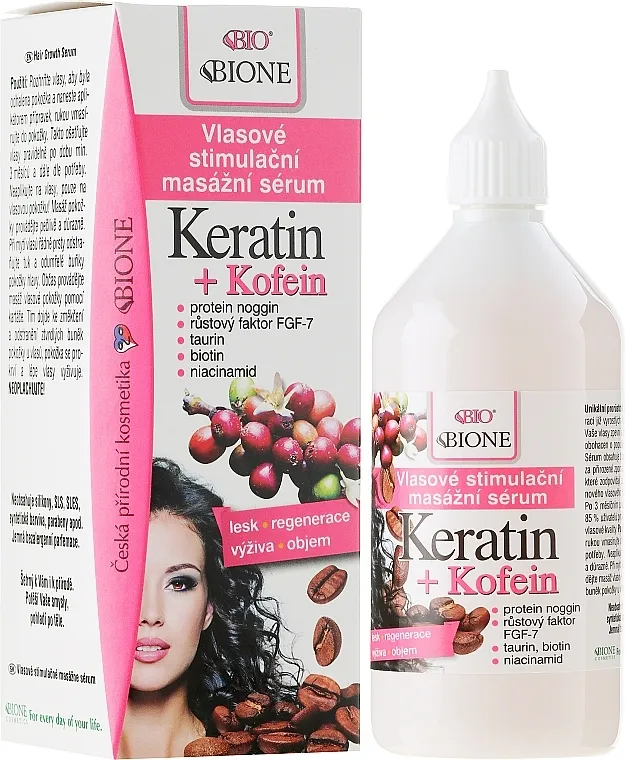 Bione Cosmetics Keratin + Caffeine Stimulating Massaging Hair Serum Serum za kosu