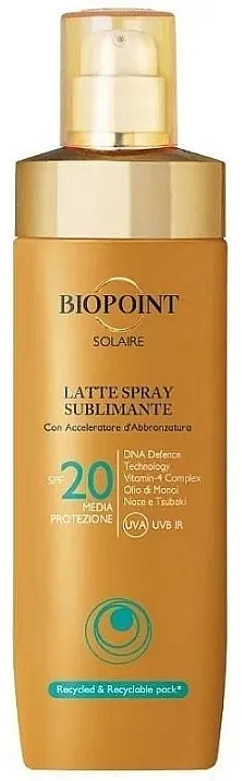 Biopoint Solaire Latte Spray Sublimante SPF 20 Mlečni sprej za telo SPF 20