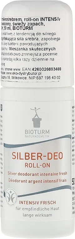 Bioturm Silver Intensiv Fresh Deo Roll-On No.32 Kuglični dezodorans-antiperspirant "Svježina"