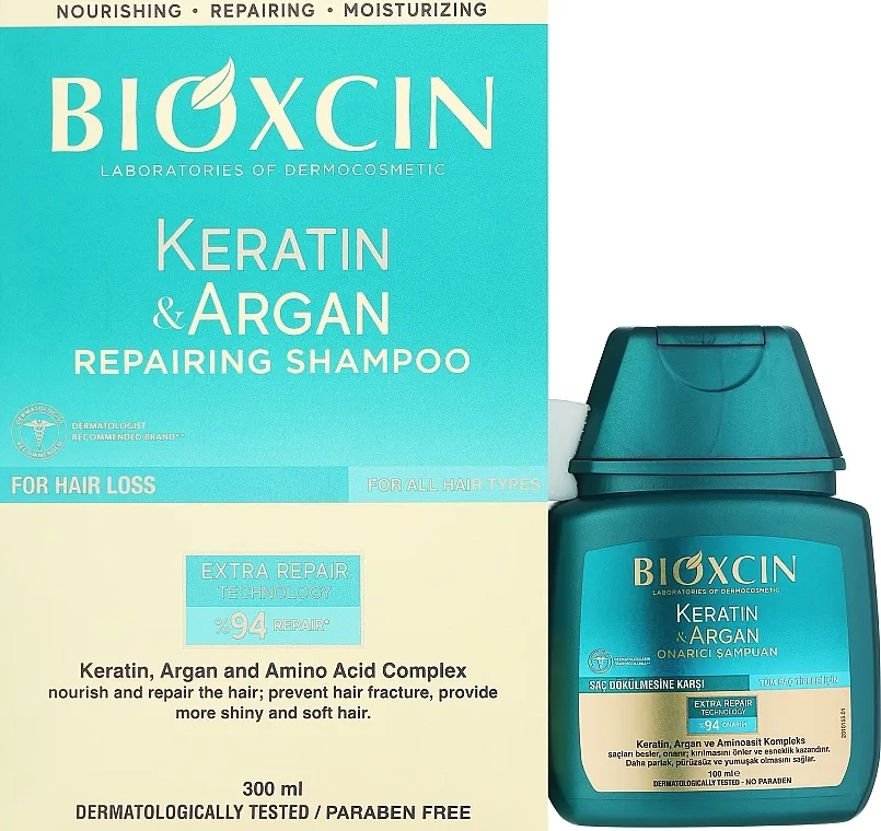 Bioxcin Keratin &amp; Argan Shampoo (shm/300ml + shm/100ml) Set