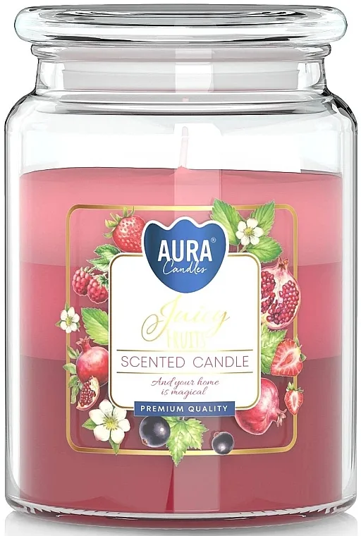 Bispol Aura Scented Candle Juicy Fruit Mirisna troslojna sveća u tegli "Sočno voće"