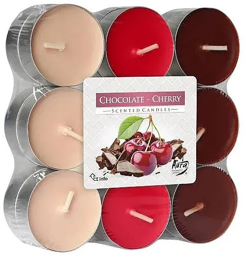 Bispol Chocolate Cherry Scented Candles Čajne sveće "Čokolada i višnja", 18 kom.