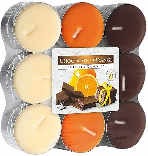 Bispol Chocolate Orange Scented Candles Čajne sveće "Čokolada i pomorandža", 18 kom.