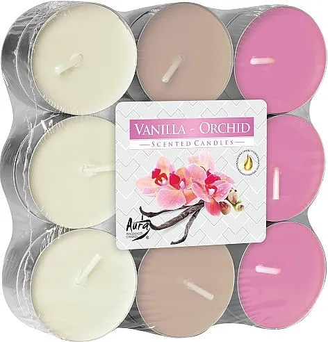 Bispol Chocolate Orange Scented Candles Čajne sveće "Vanila i orhideja", 18 kom.