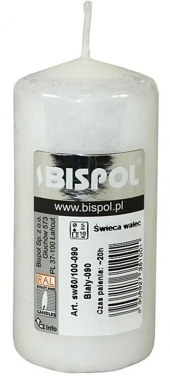 Bispol Cilindrična sveća 50x100 mm, bela