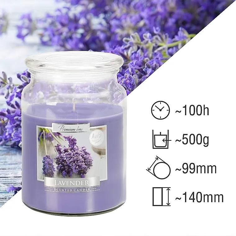 Bispol Premium Line Aura Scented Candle Lavender Mirisna premium sveća u tegli "Lavanda"