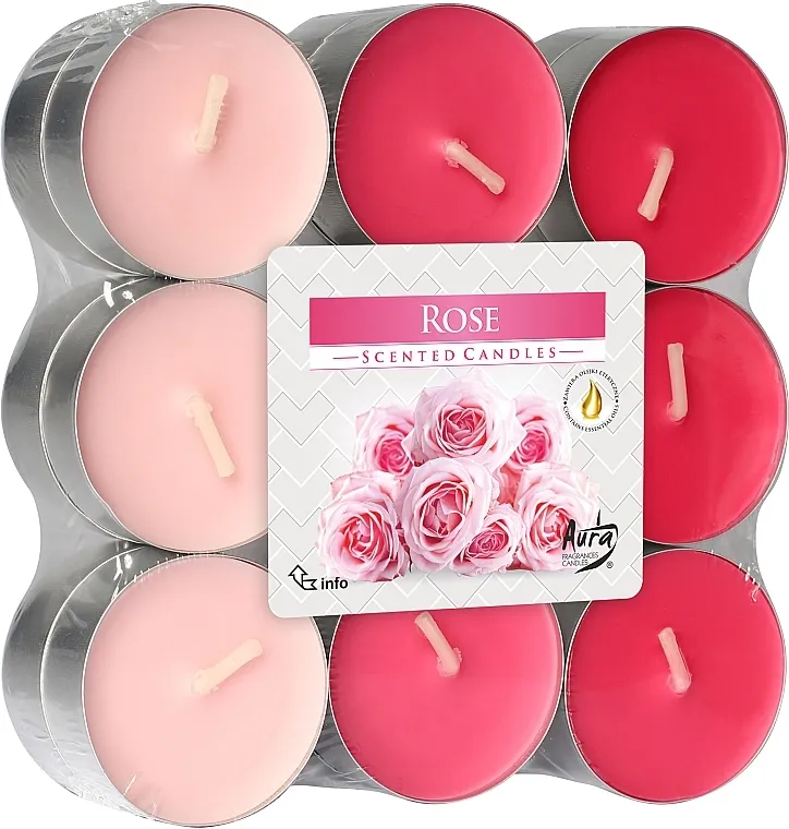 Bispol Rose Scented Candles Čajne sveće "Ruža", 18 kom.