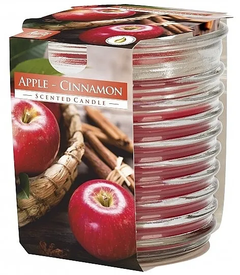 Bispol Scented Candle Apple-Cinnamon Mirisna sveća u rebrastoj čaši "Jabuka-cimet"