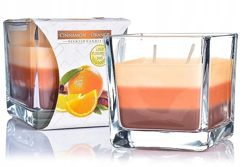 Bispol Scented Candle Cinnamon &amp; Orange Mirisna troslojna sveća u tegli "Cimet i pomorandža"