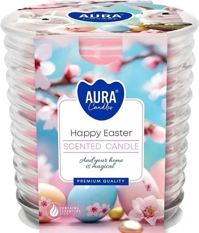 Bispol Scented Candle Happy Easter Mirisna sveća u rebrastom staklu Happy Easter