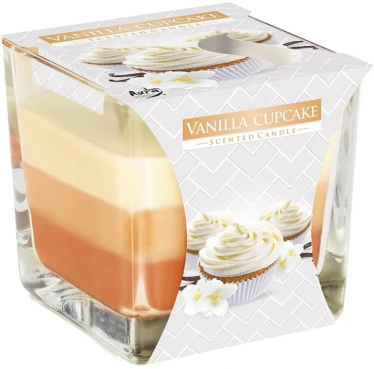 Bispol Scented Candle Vanilla Cupcake Mirisna troslojna sveća u čaši "Kapkejk od vanile"