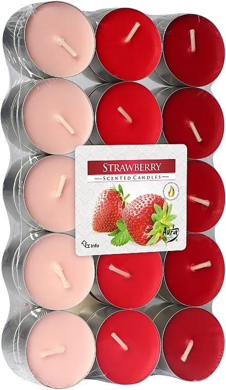 Bispol Strawberry Scented Candles Čajne sveće "Jagoda", 30 kom.
