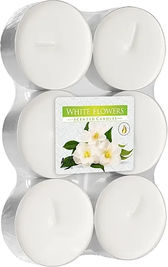 Bispol White Flowers Maxi Scented Candles Set čajnih sveća "Belo cveće"