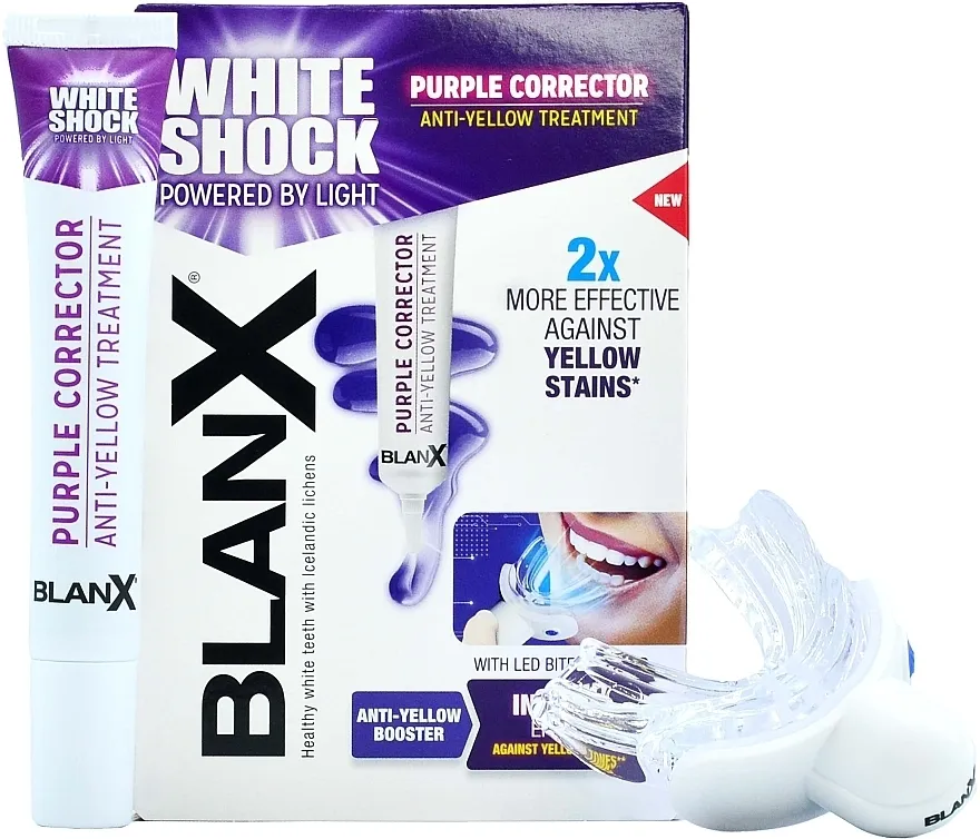 Blanx White Shock Purple Corrector + Led Bite Anti-Yellow Treatment Intenzivni izbeljujući kompleks White Shock