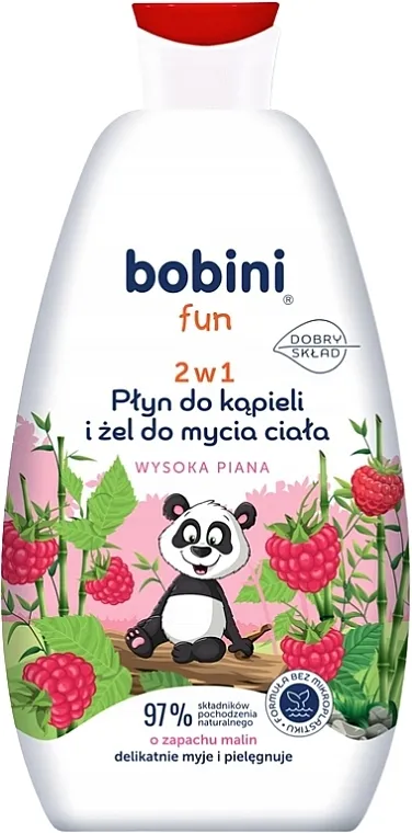 Bobini Fun Bubble Bath &amp; Body High Foam Raspberry Gel pena za kupanje sa mirisom maline