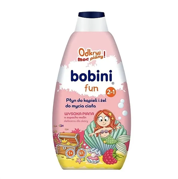 Bobini Fun Bubble Bath &amp; Body High Foam Raspberry Kupka i gel za tuširanje sa mirisom maline, sirena