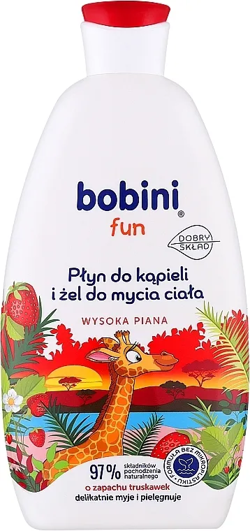 Bobini Fun Bubble Bath &amp; Body High Foam Strawberry Gel za kupanje sa mirisom jagode