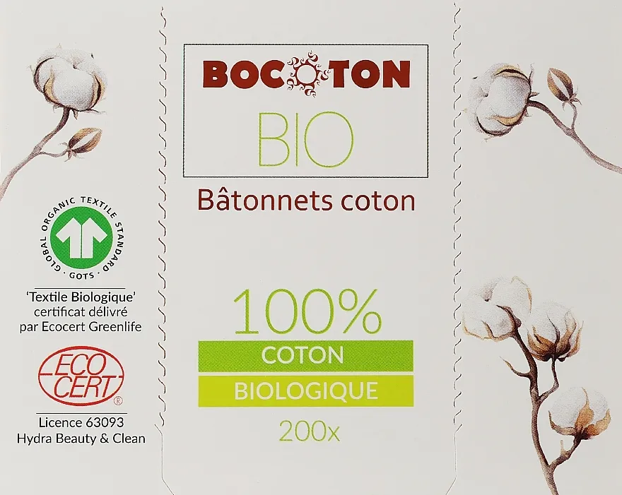 Bocoton Bio Organski štapići za uši, 200 kom.