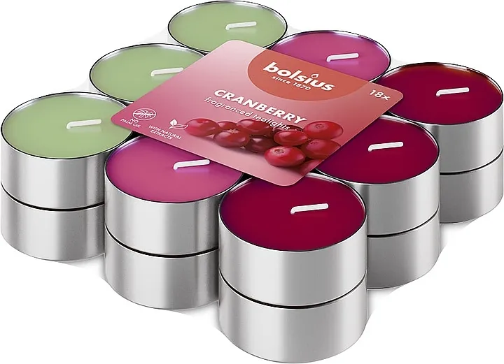 Bolsius Cranberry Fragranced Tealights Set od 18 mirisnih grejača za čaj 'Brusnica', 18x3.5H