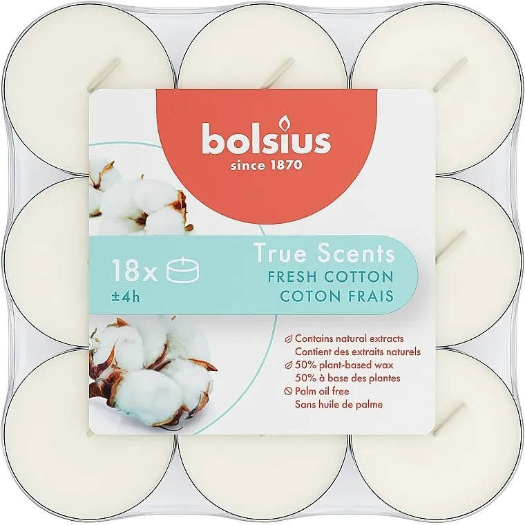 Bolsius Fresh Cotton Candle Komplet sveća tealight Pamuk, 4H