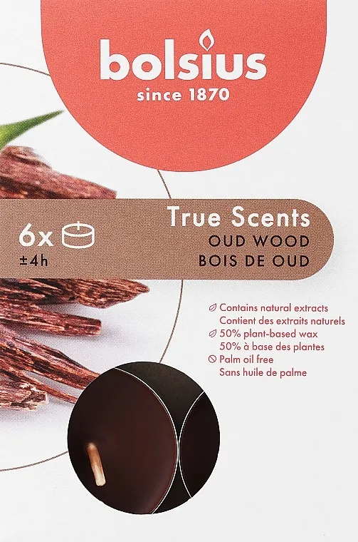 Bolsius Scented Tea Light Candles True Scents Oud Wood Čajne sveće "Agar drvo"