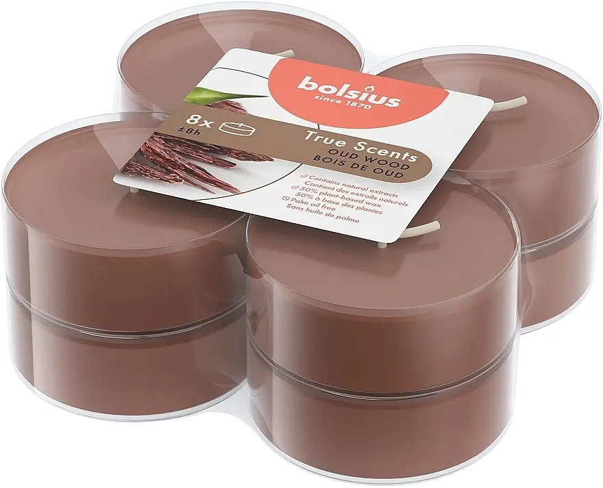 Bolsius True Scents Oud Wood Candle Set mirisnih grejača Oud, 8 kom.