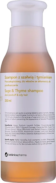 Botanicapharma Sage &amp; Thyme Shampoo Šampon protiv peruti za masnu kosu