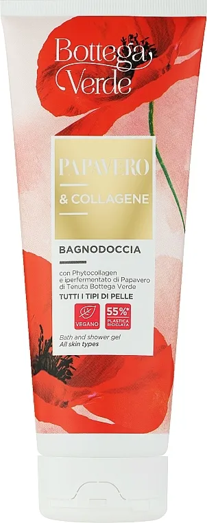 Bottega Verde Bath And Shower Gel With Phytocollagen And Hyperfermented Poppy Extract Gel za tuširanje i kadu sa fitokolagenom i hiperfermentisanim ekstraktom maka